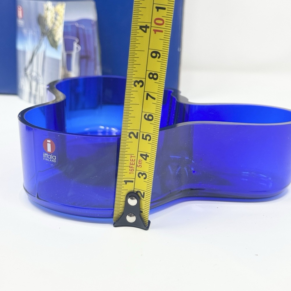 IIttala Alvar Aalto Glass Votive Candle Holder Vase Bowl - COBALT BLUE - Finland - Picture 11 of 11